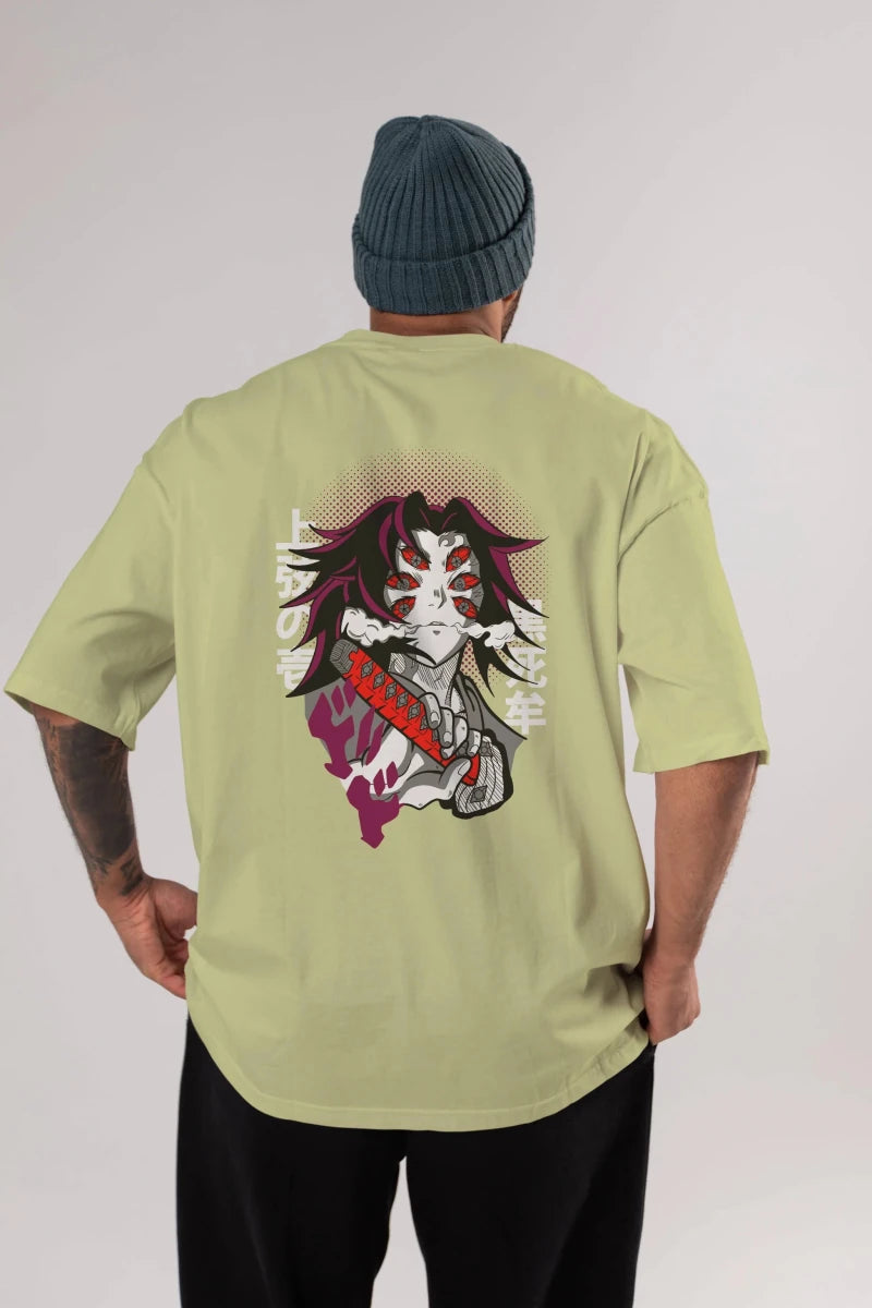 kokushibo DEMON SLAYER Anime Arka Baskılı Oversize t-shirt Erkek Kadın Unisex - Cilexi