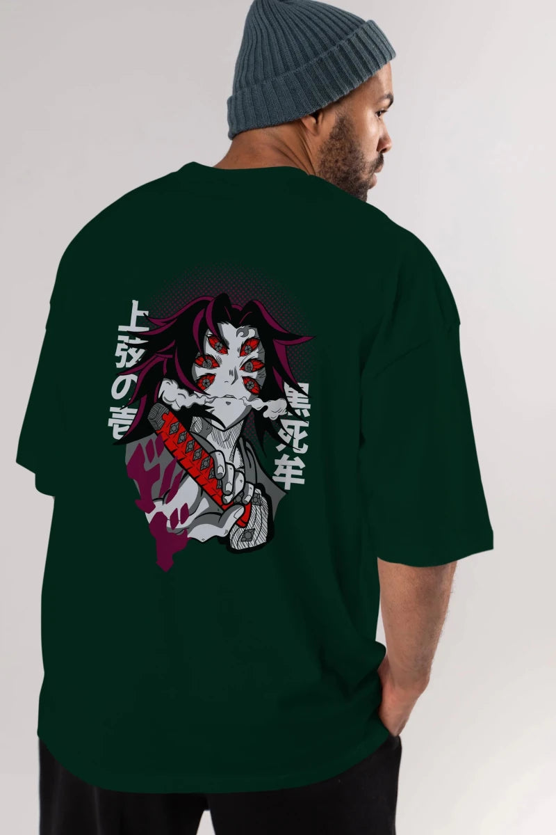 kokushibo DEMON SLAYER Anime Arka Baskılı Oversize t-shirt Erkek Kadın Unisex - Cilexi