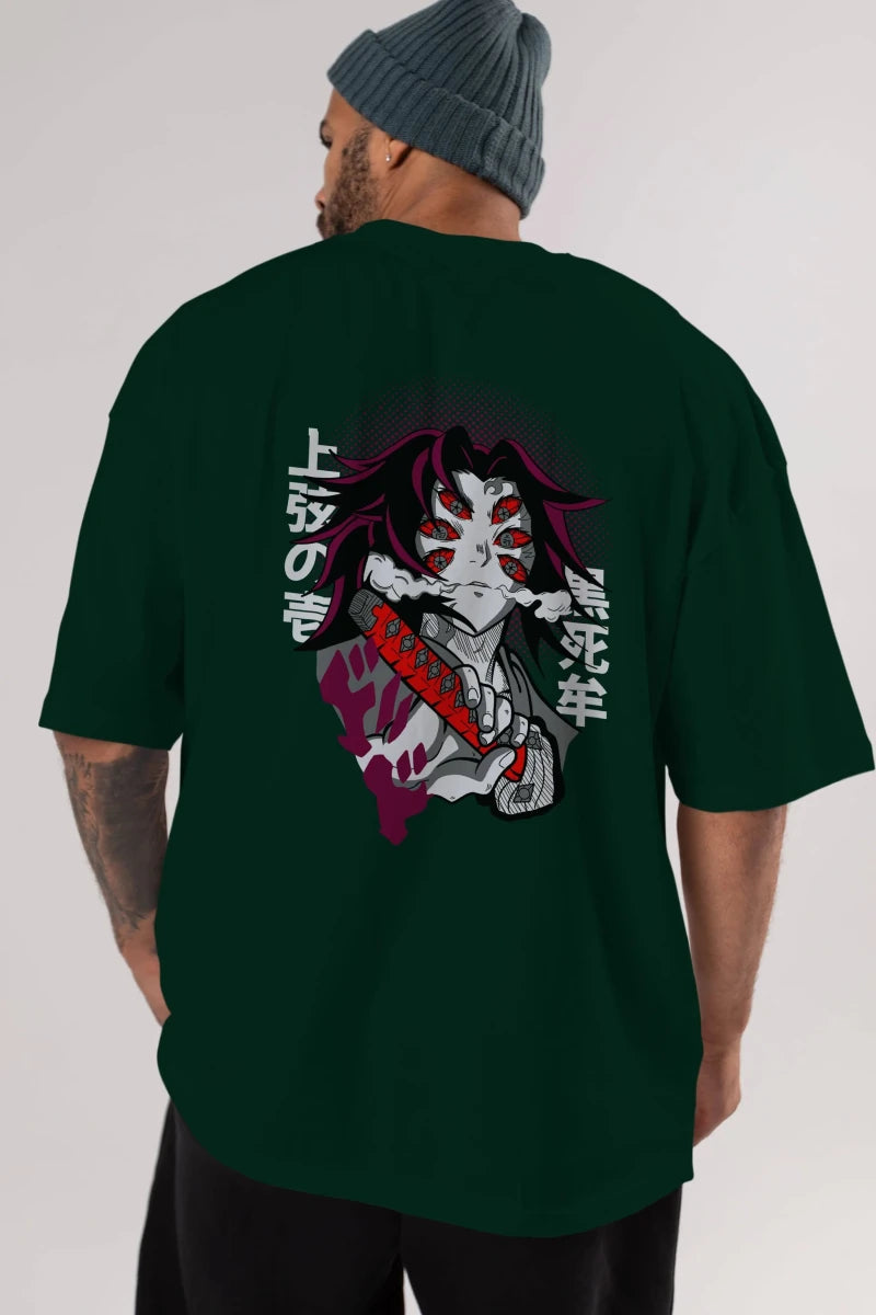 kokushibo DEMON SLAYER Anime Arka Baskılı Oversize t-shirt Erkek Kadın Unisex - Cilexi