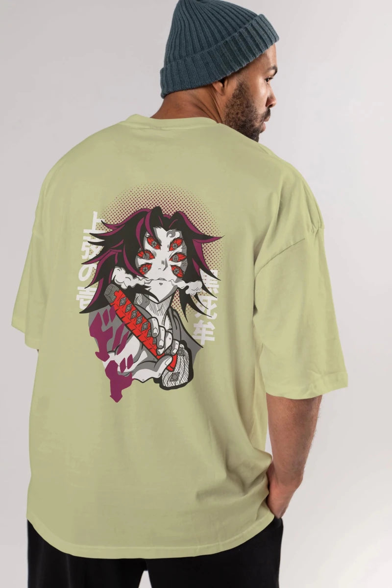 kokushibo DEMON SLAYER Anime Arka Baskılı Oversize t-shirt Erkek Kadın Unisex - Cilexi