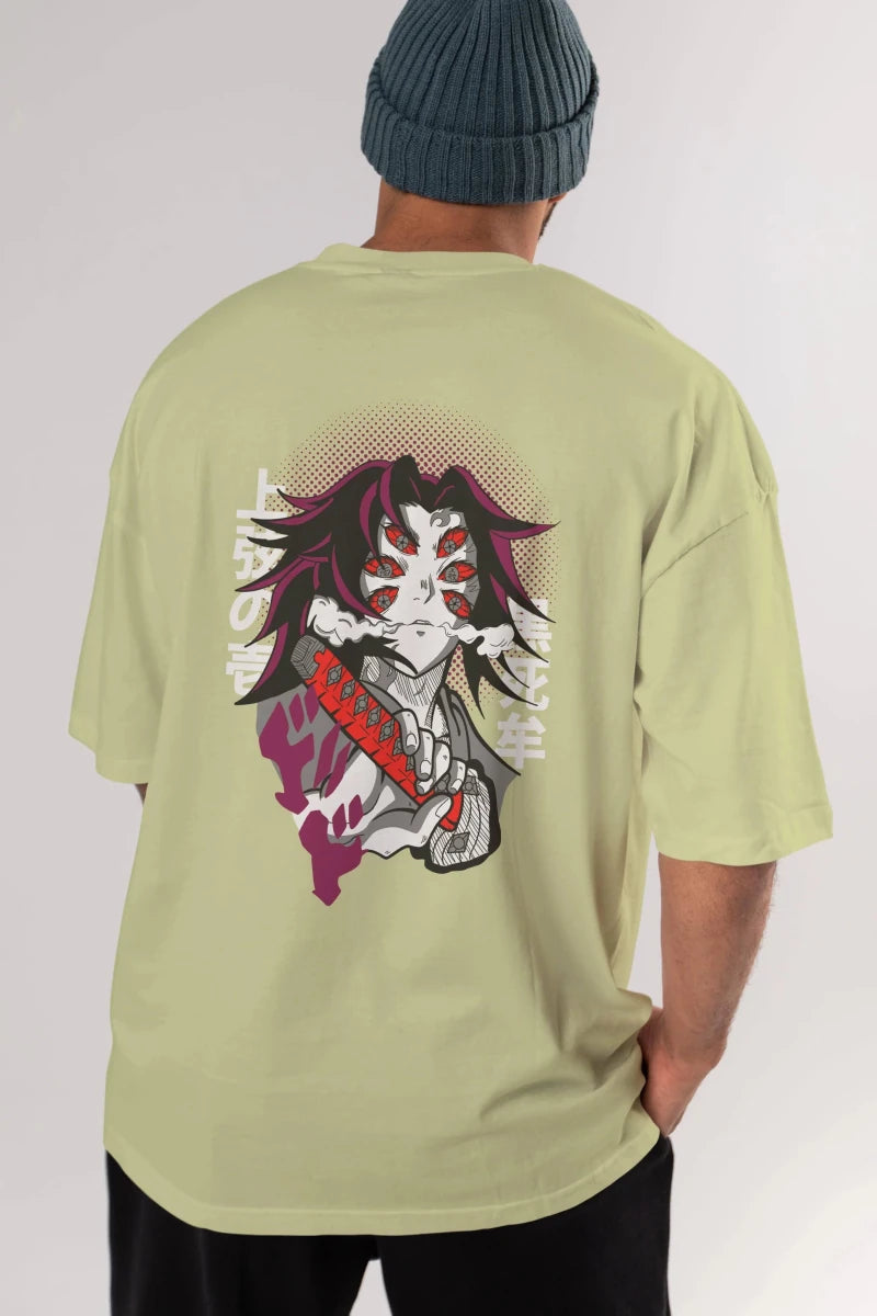 kokushibo DEMON SLAYER Anime Arka Baskılı Oversize t-shirt Erkek Kadın Unisex - Cilexi