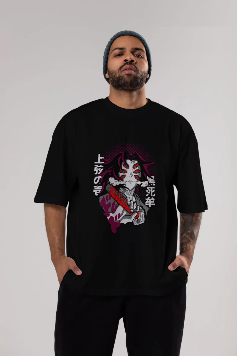 kokushibo DEMON SLAYER Anime Ön Baskılı Oversize t-shirt %100 pamuk Erkek Kadın Unisex - Cilexi