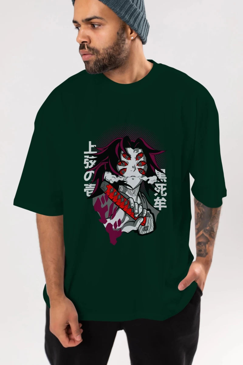 kokushibo DEMON SLAYER Anime Ön Baskılı Oversize t-shirt %100 pamuk Erkek Kadın Unisex - Cilexi