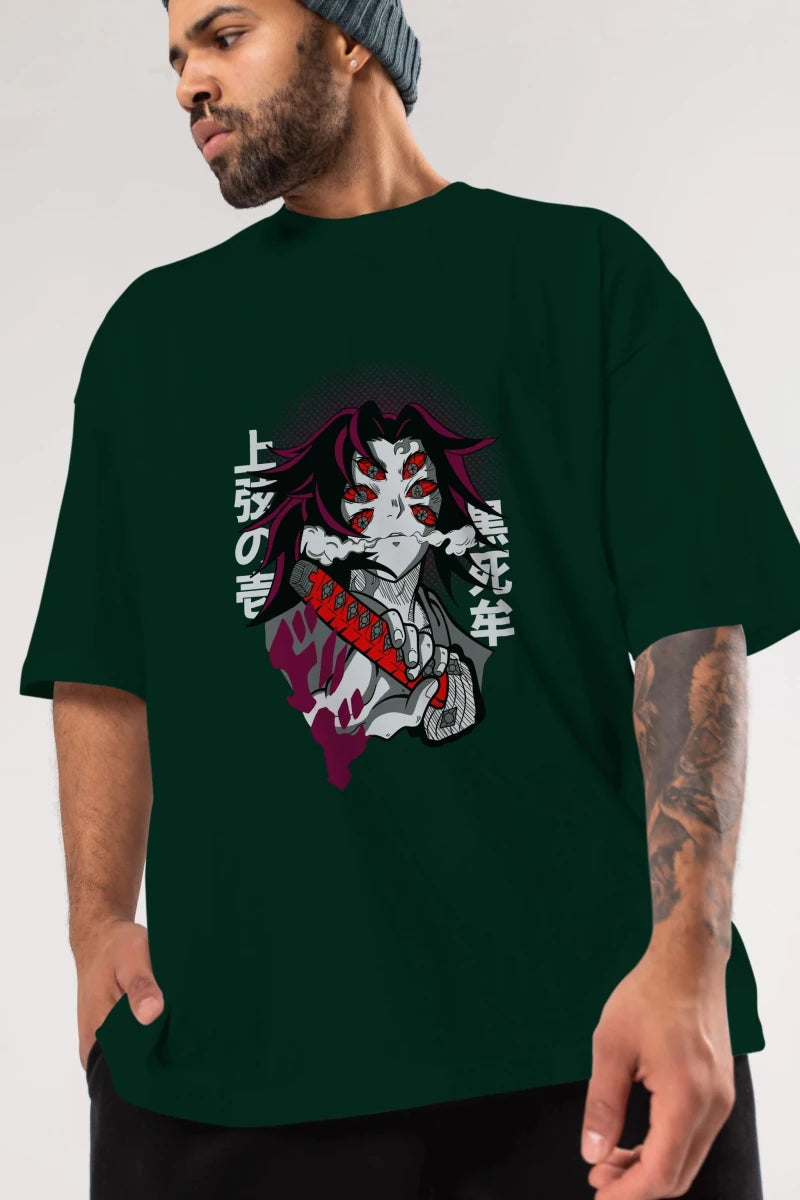 kokushibo DEMON SLAYER Anime Ön Baskılı Oversize t-shirt %100 pamuk Erkek Kadın Unisex - Cilexi