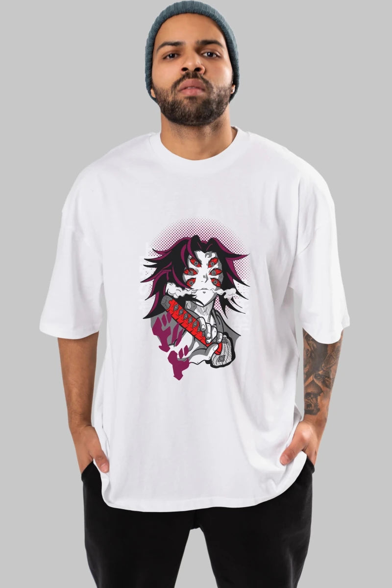 kokushibo DEMON SLAYER Anime Ön Baskılı Oversize t-shirt %100 pamuk Erkek Kadın Unisex - Cilexi