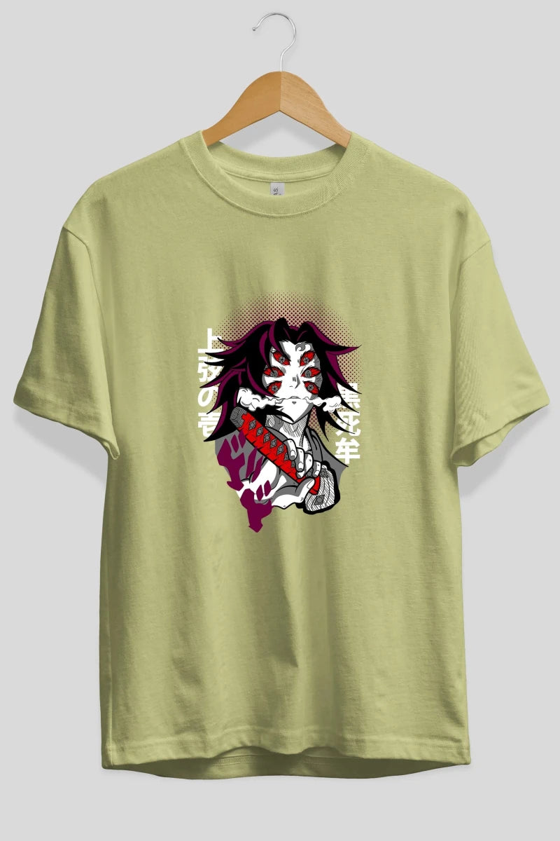 kokushibo DEMON SLAYER Anime Ön Baskılı Oversize t-shirt %100 pamuk Erkek Kadın Unisex - Cilexi