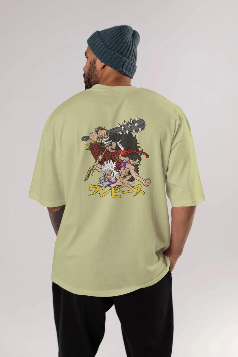 luffyacekaido Anime Arka Baskılı Oversize t-shirt Erkek Kadın Unisex - Cilexi