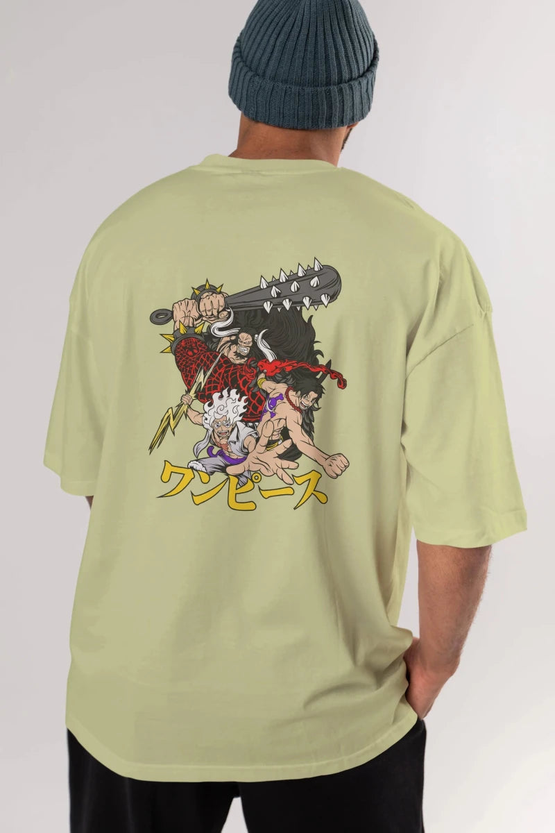luffyacekaido Anime Arka Baskılı Oversize t-shirt Erkek Kadın Unisex - Cilexi