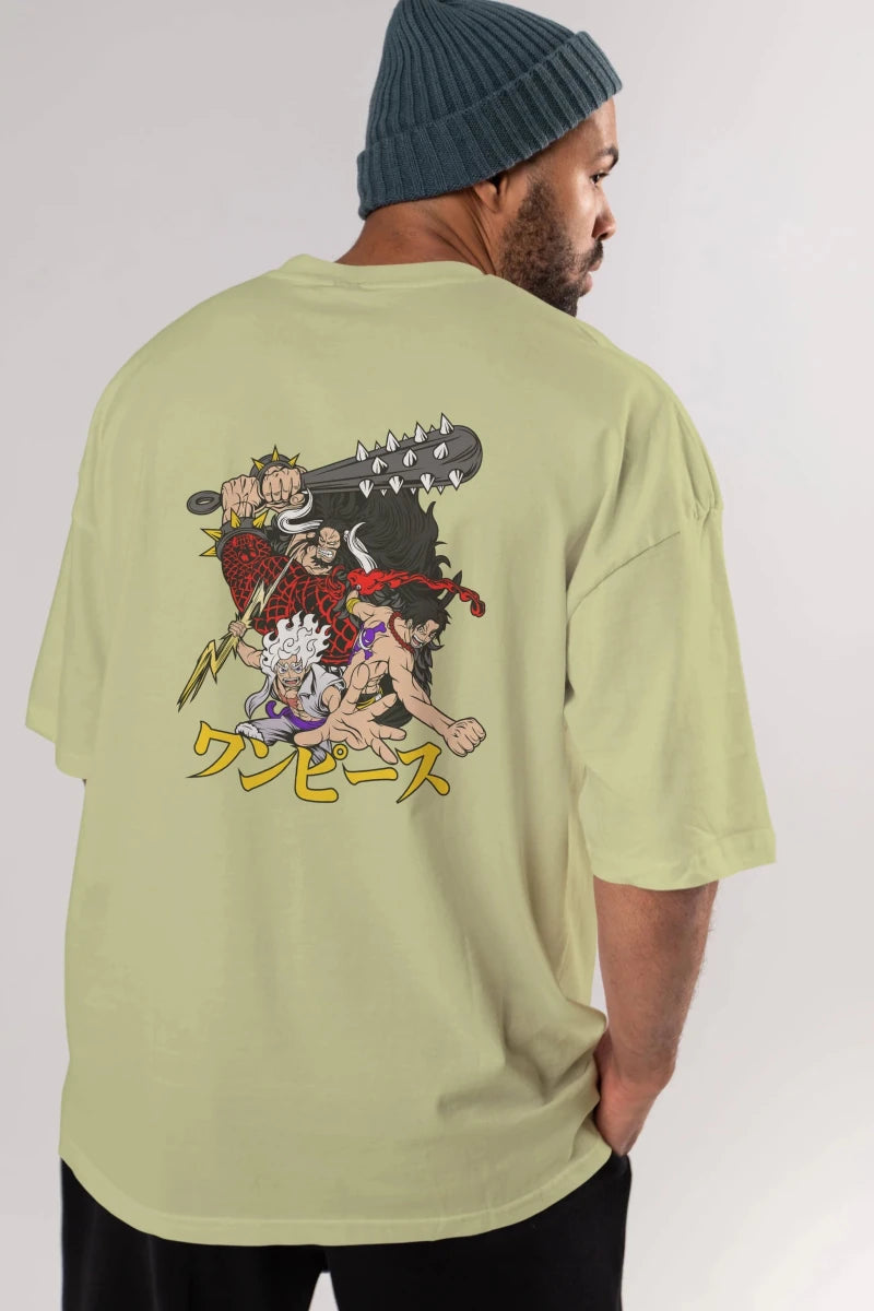 luffyacekaido Anime Arka Baskılı Oversize t-shirt Erkek Kadın Unisex - Cilexi