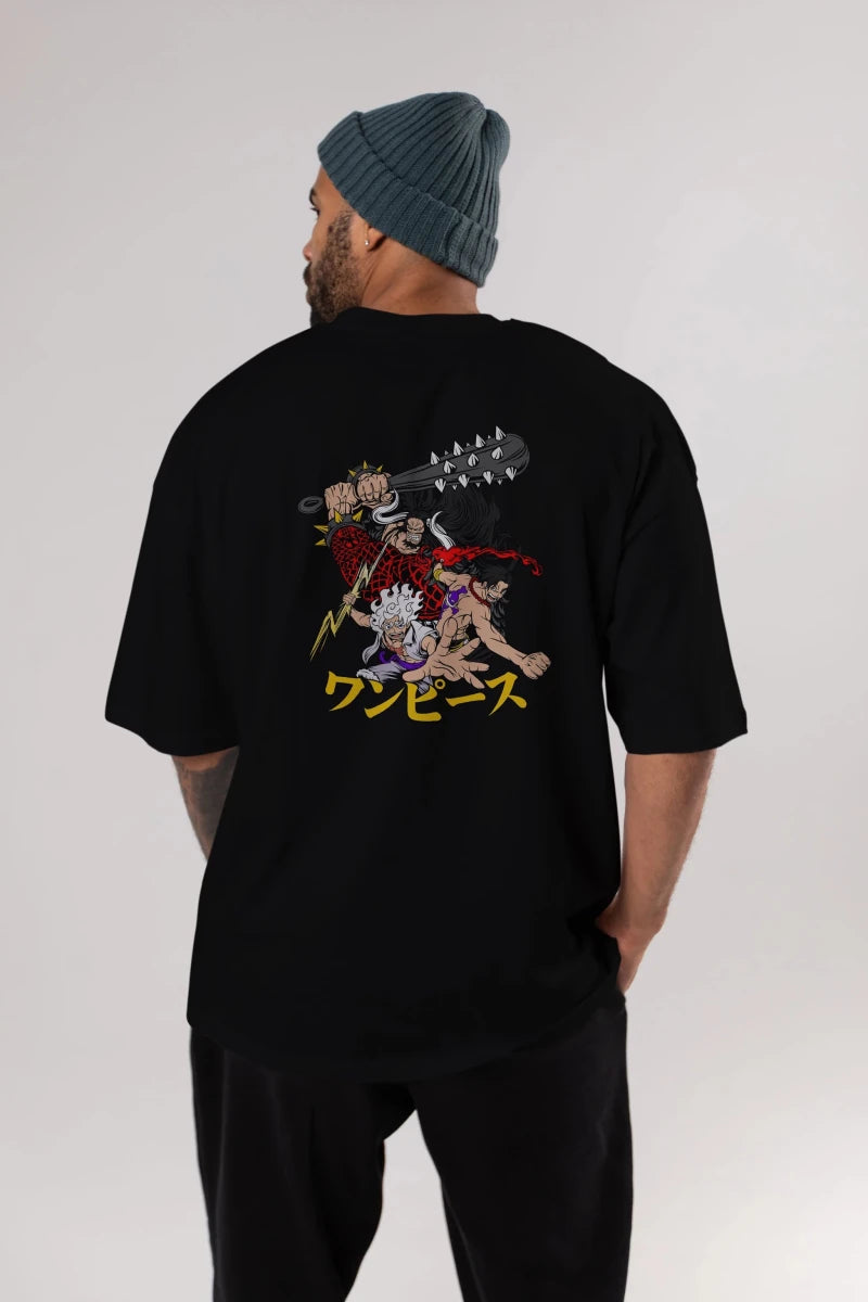luffyacekaido Anime Arka Baskılı Oversize t-shirt Erkek Kadın Unisex - Cilexi
