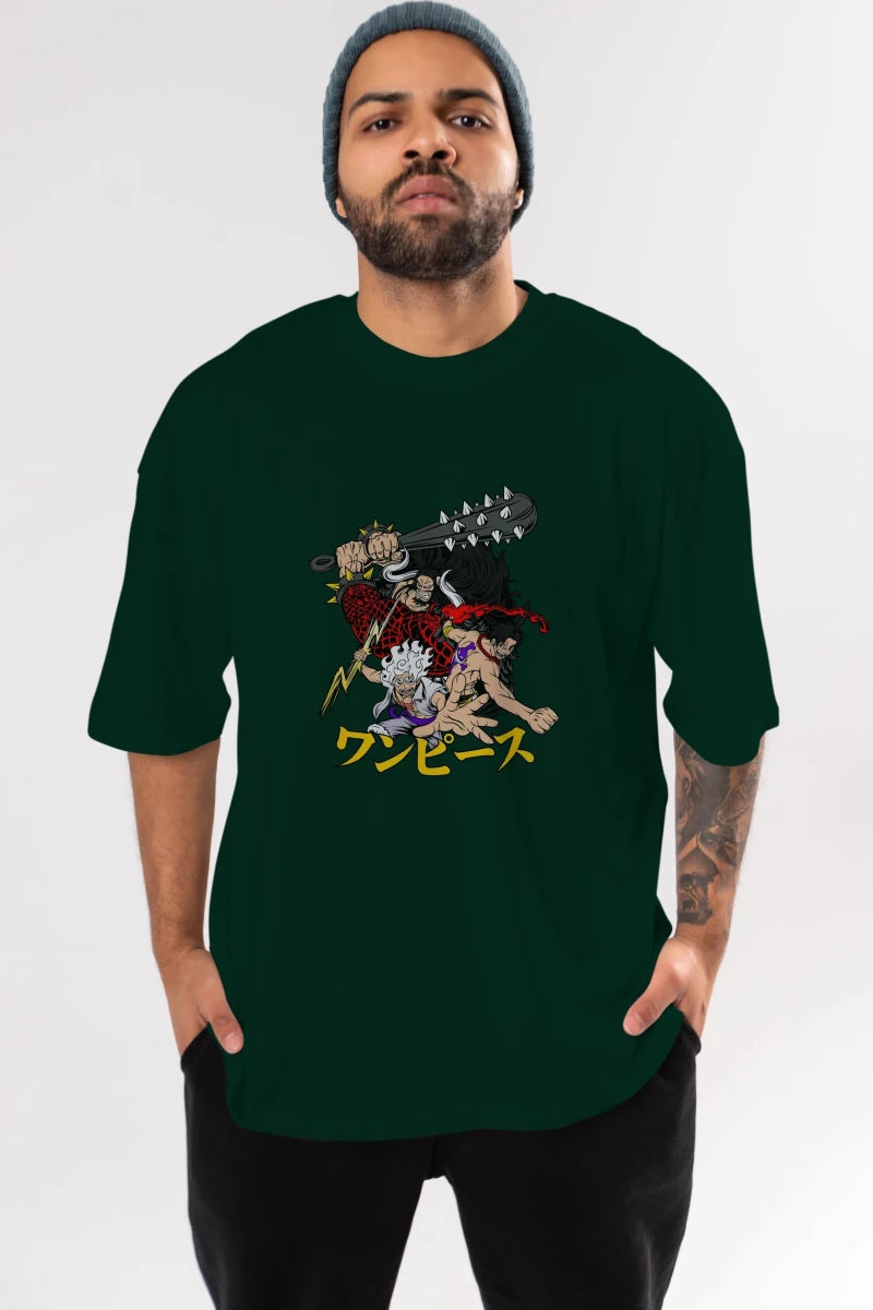 luffyacekaido Anime Ön Baskılı Oversize t-shirt %100 pamuk Erkek Kadın Unisex - Cilexi