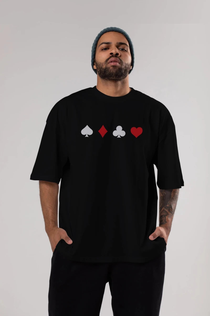maça karo sinek kupa Ön Baskılı Oversize t-shirt %100 pamuk Erkek Kadın Unisex - Cilexi