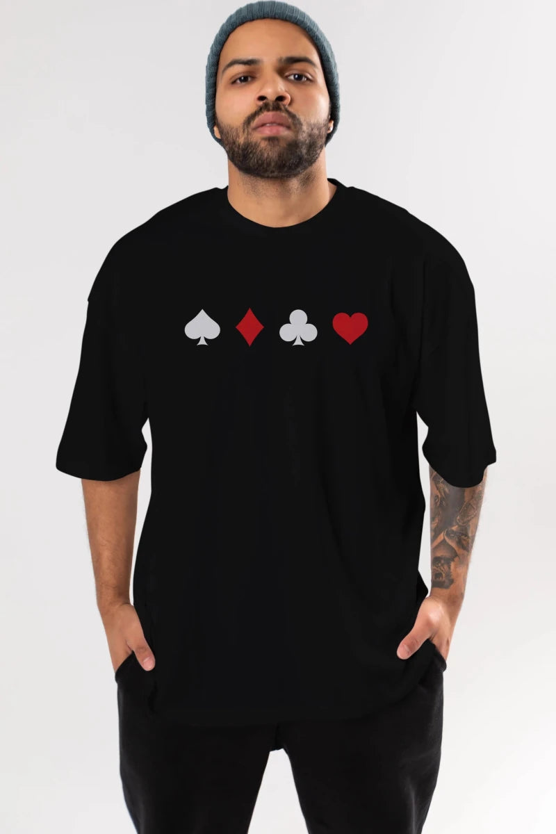 maça karo sinek kupa Ön Baskılı Oversize t-shirt %100 pamuk Erkek Kadın Unisex - Cilexi