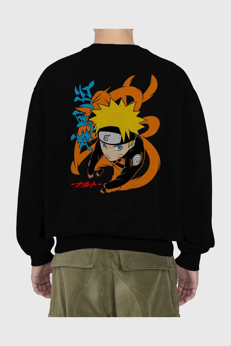 naruto uzumaki 1 Anime Arka Baskılı Oversize Sweatshirt Erkek Kadın Unisex - Cilexi