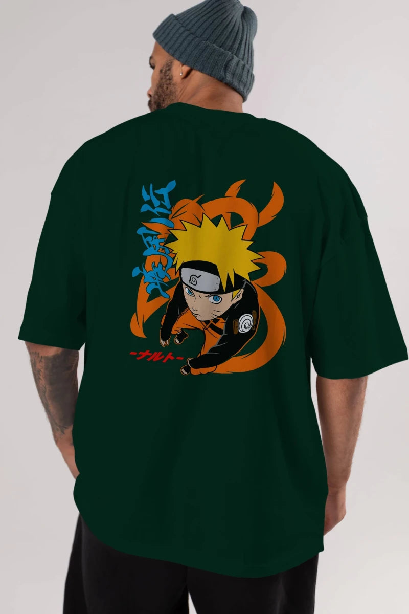 naruto uzumaki 1 Anime Arka Baskılı Oversize t-shirt Erkek Kadın Unisex - Cilexi