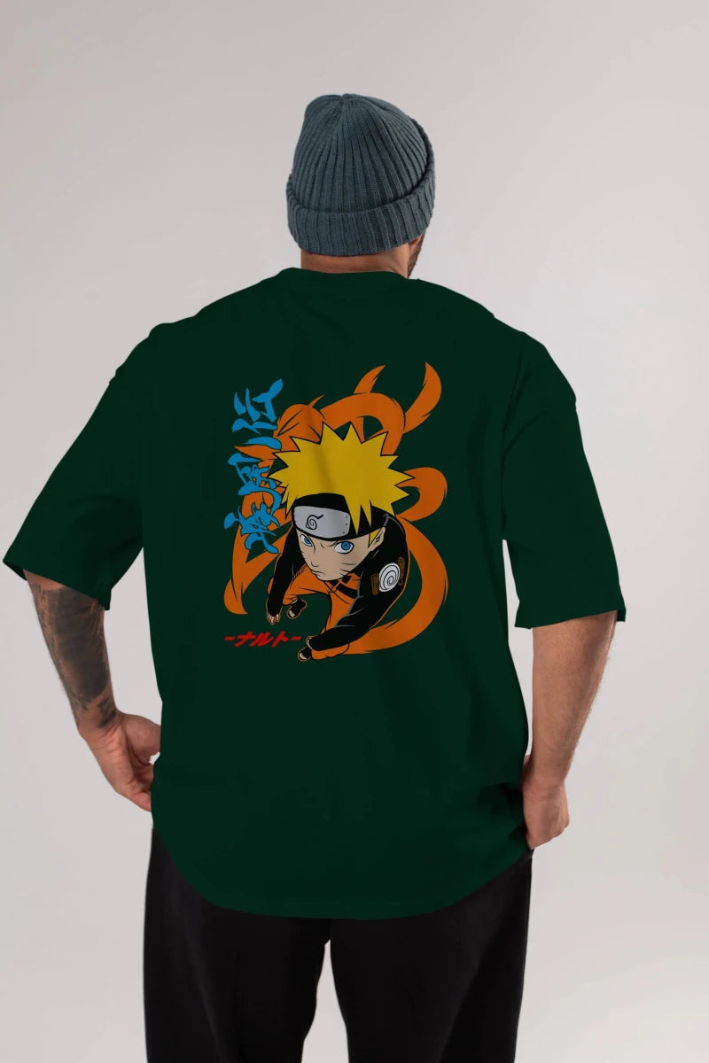 naruto uzumaki 1 Anime Arka Baskılı Oversize t-shirt Erkek Kadın Unisex - Cilexi