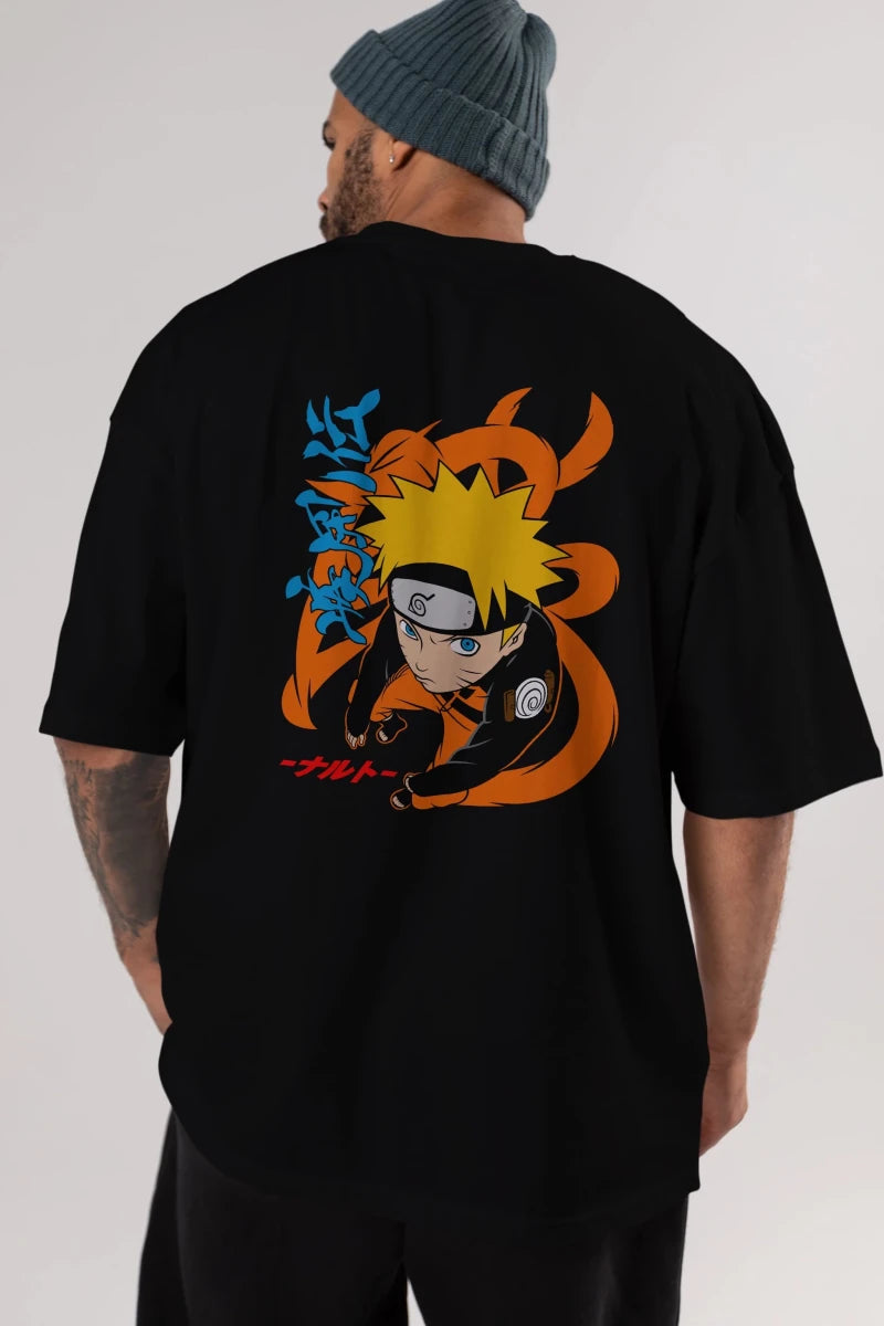 naruto uzumaki 1 Anime Arka Baskılı Oversize t-shirt Erkek Kadın Unisex - Cilexi