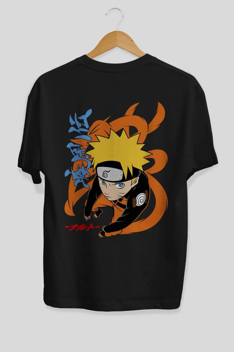 naruto uzumaki 1 Anime Arka Baskılı Oversize t-shirt Erkek Kadın Unisex - Cilexi
