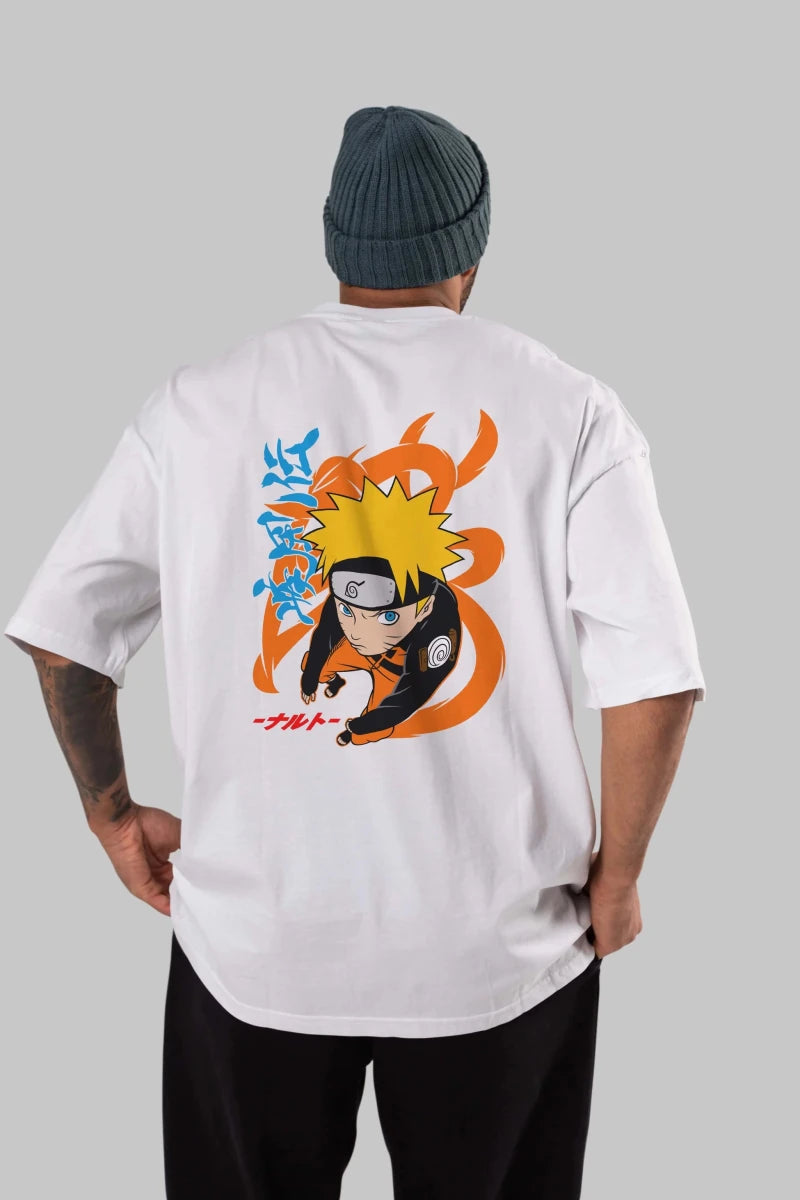 naruto uzumaki 1 Anime Arka Baskılı Oversize t-shirt Erkek Kadın Unisex - Cilexi
