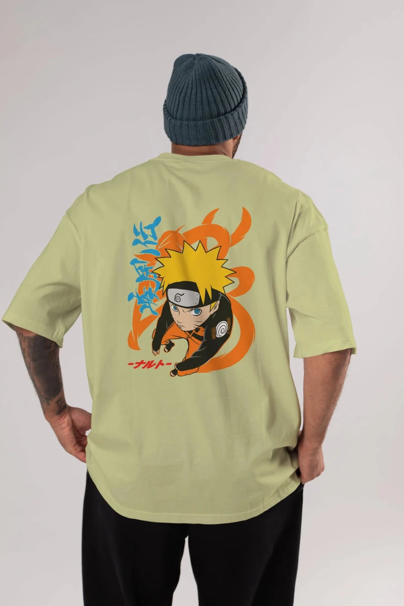naruto uzumaki 1 Anime Arka Baskılı Oversize t-shirt Erkek Kadın Unisex - Cilexi