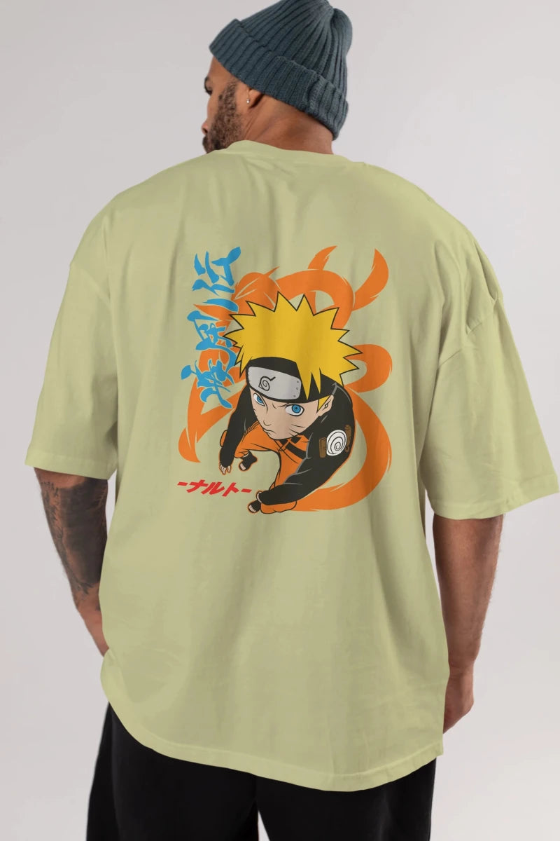 naruto uzumaki 1 Anime Arka Baskılı Oversize t-shirt Erkek Kadın Unisex - Cilexi