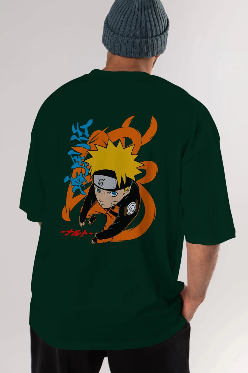 naruto uzumaki 1 Anime Arka Baskılı Oversize t-shirt Erkek Kadın Unisex - Cilexi