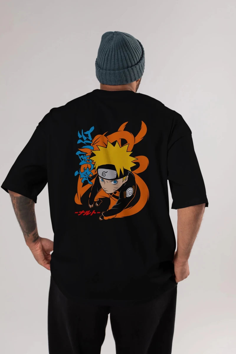 naruto uzumaki 1 Anime Arka Baskılı Oversize t-shirt Erkek Kadın Unisex - Cilexi
