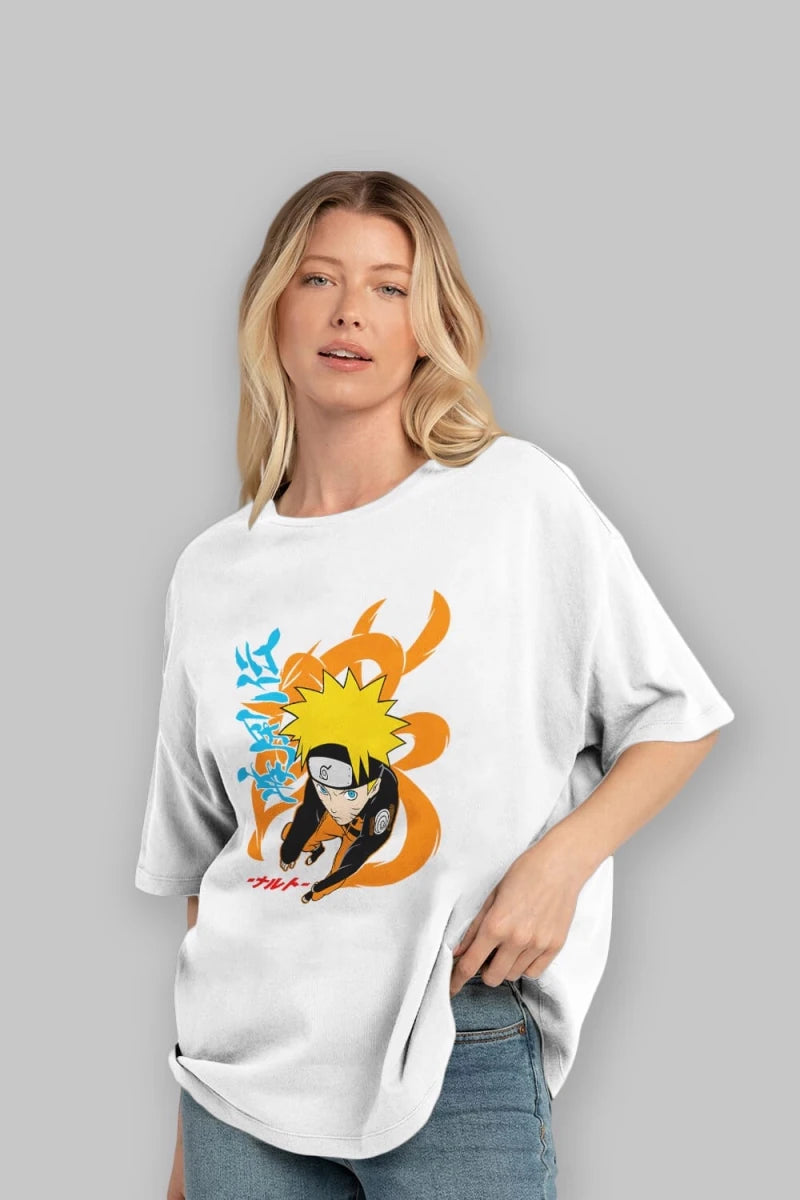 naruto uzumaki 1 Anime Ön Baskılı Oversize t-shirt %100 pamuk Erkek Kadın Unisex - Cilexi
