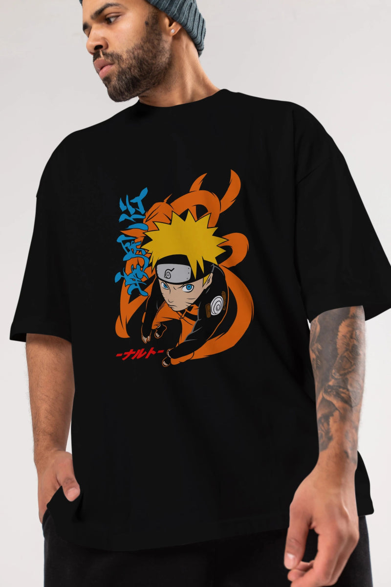 naruto uzumaki 1 Anime Ön Baskılı Oversize t-shirt %100 pamuk Erkek Kadın Unisex - Cilexi
