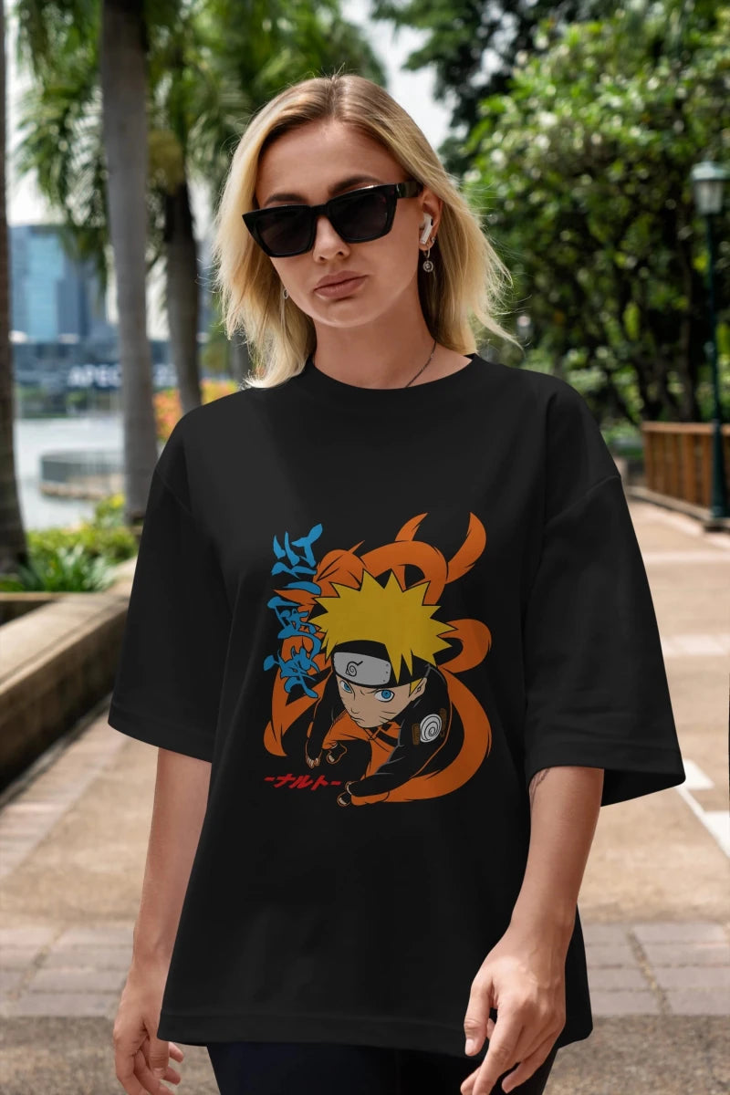 naruto uzumaki 1 Anime Ön Baskılı Oversize t-shirt %100 pamuk Erkek Kadın Unisex - Cilexi