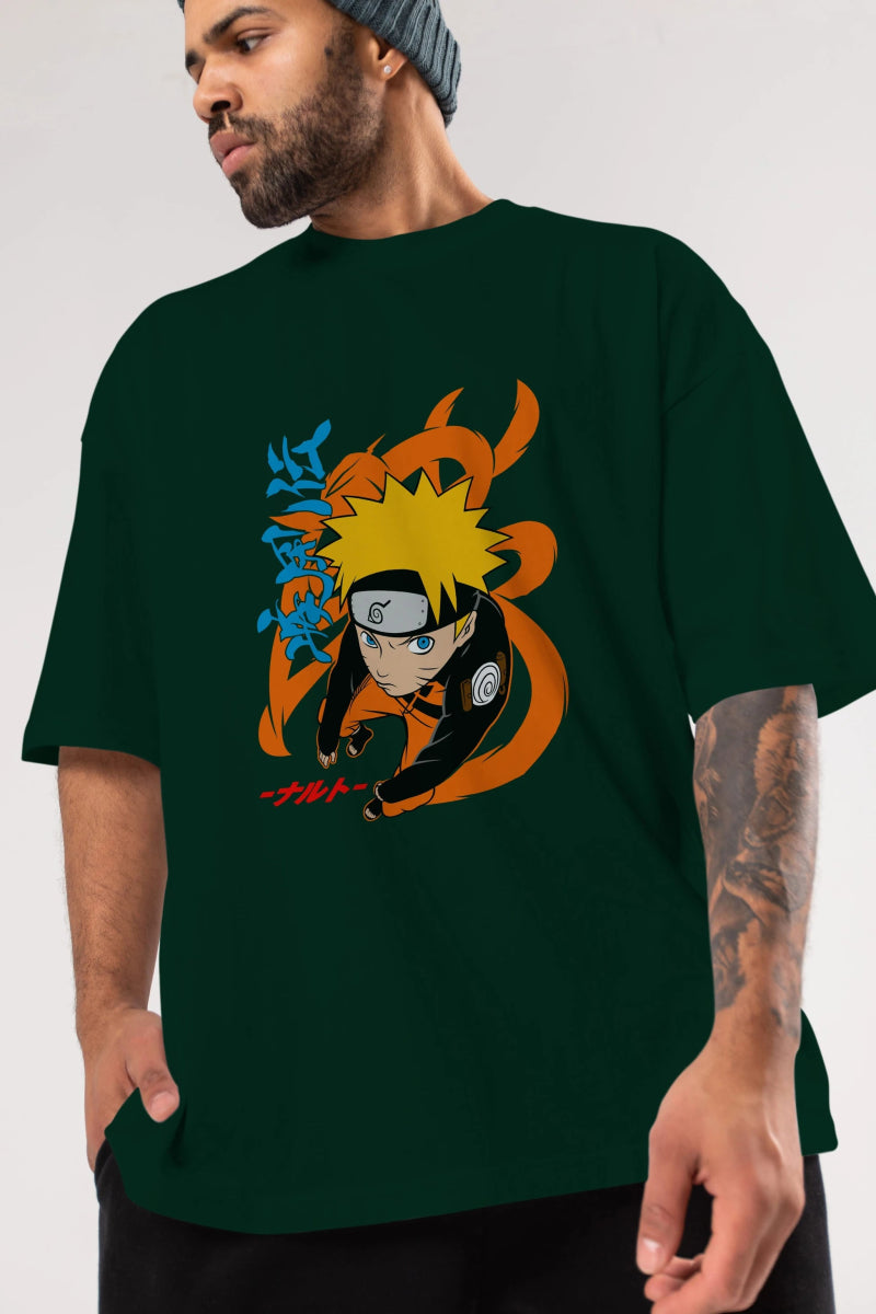 naruto uzumaki 1 Anime Ön Baskılı Oversize t-shirt %100 pamuk Erkek Kadın Unisex - Cilexi