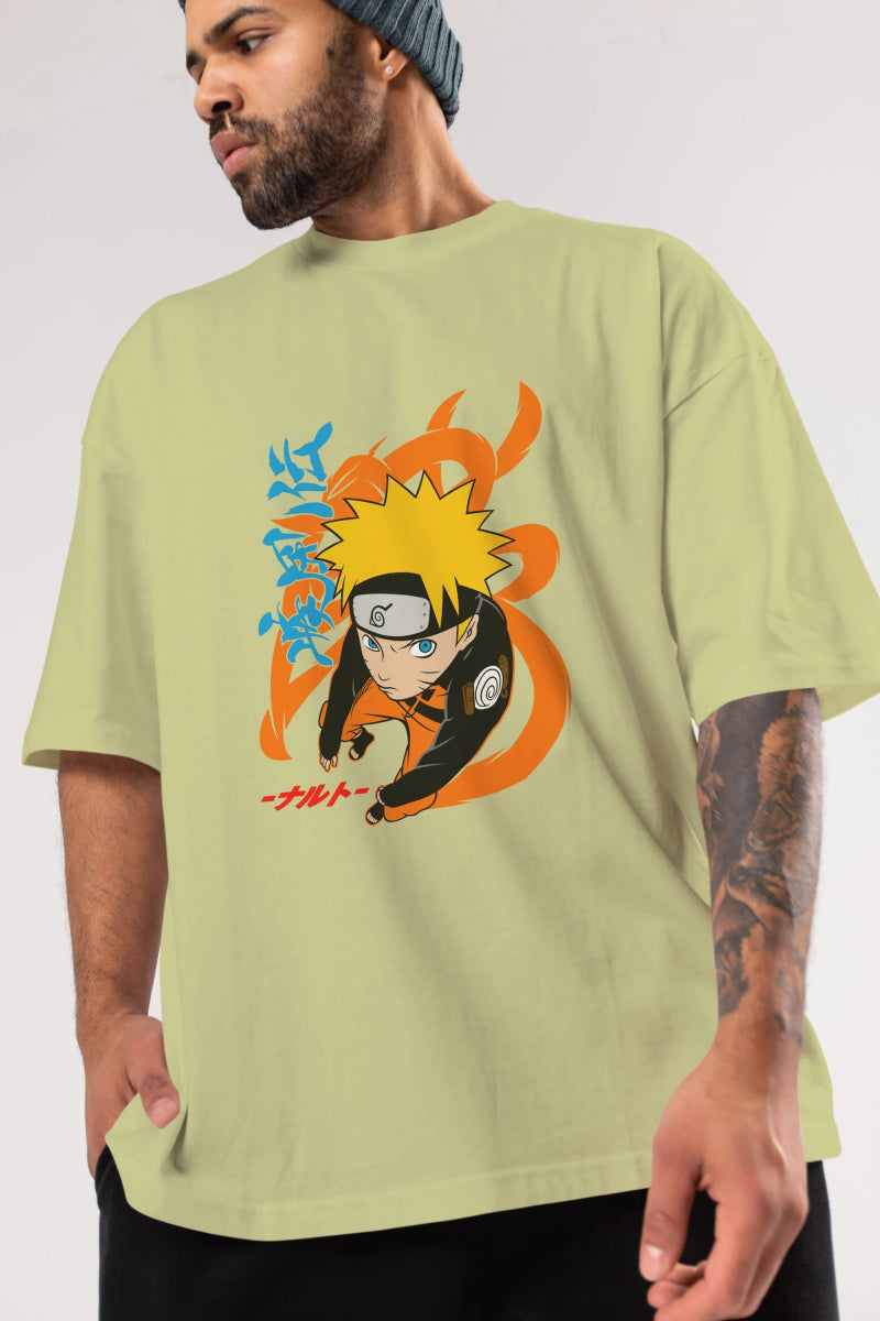 naruto uzumaki 1 Anime Ön Baskılı Oversize t-shirt %100 pamuk Erkek Kadın Unisex - Cilexi