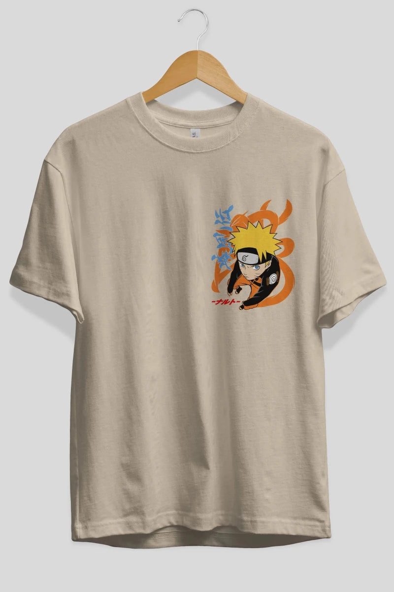 naruto uzumaki 1 Ön Sol Baskılı Oversize t-shirt Erkek Kadın Unisex %100 Pamuk Bisiklet Yaka tişort - Cilexi