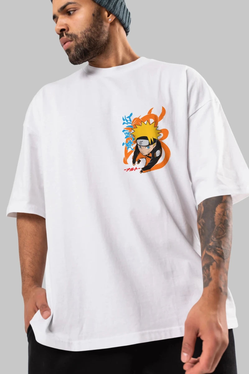 naruto uzumaki 1 Ön Sol Baskılı Oversize t-shirt Erkek Kadın Unisex %100 Pamuk Bisiklet Yaka tişort - Cilexi
