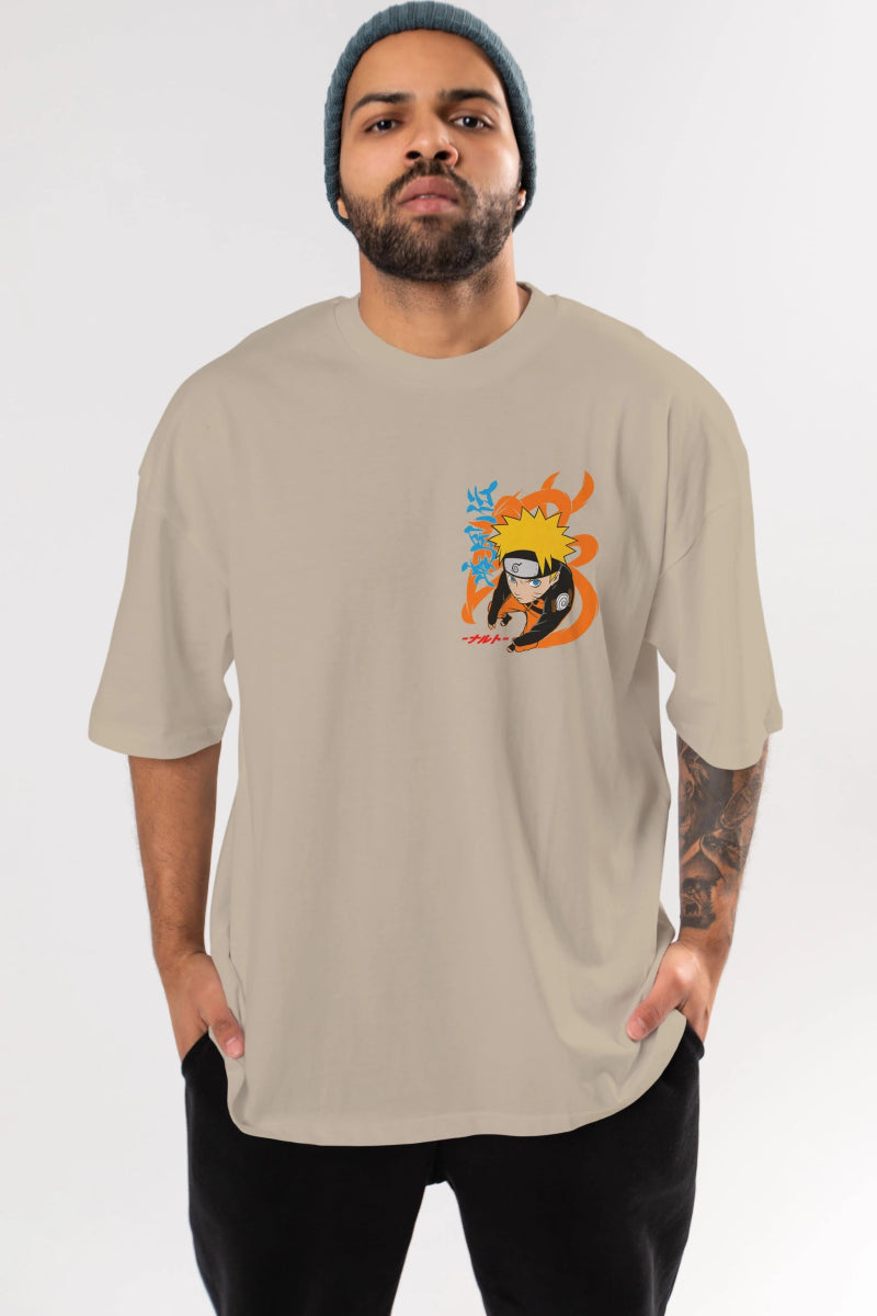 naruto uzumaki 1 Ön Sol Baskılı Oversize t-shirt Erkek Kadın Unisex %100 Pamuk Bisiklet Yaka tişort - Cilexi