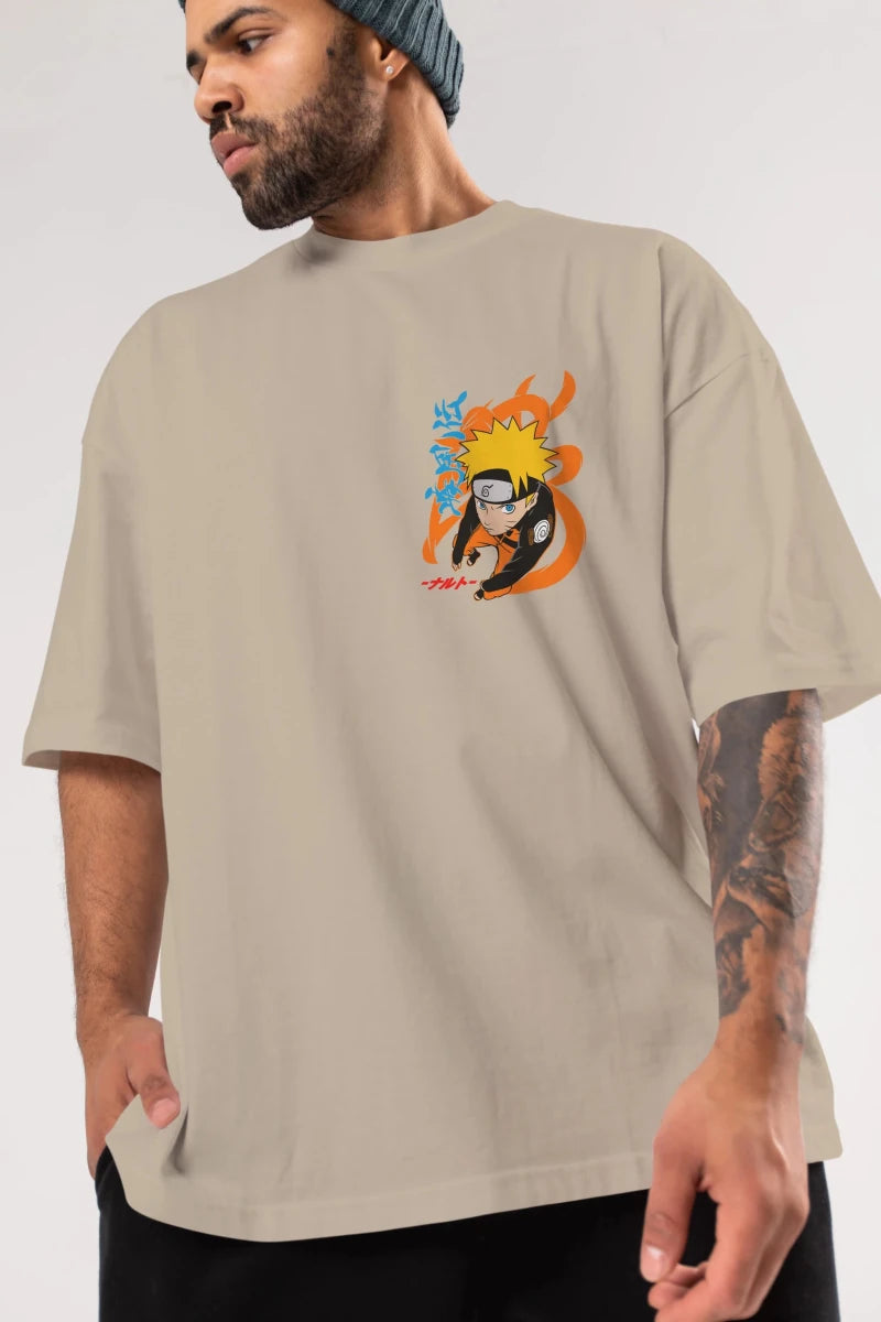 naruto uzumaki 1 Ön Sol Baskılı Oversize t-shirt Erkek Kadın Unisex %100 Pamuk Bisiklet Yaka tişort - Cilexi