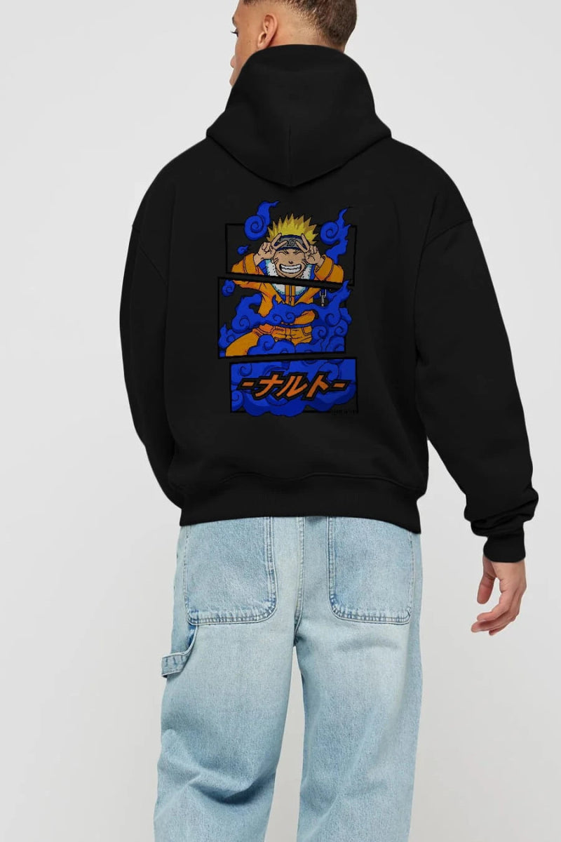 naruto uzumaki Anime Arka Baskılı Hoodie Oversize Kapüşonlu Sweatshirt Erkek Kadın Unisex - Cilexi