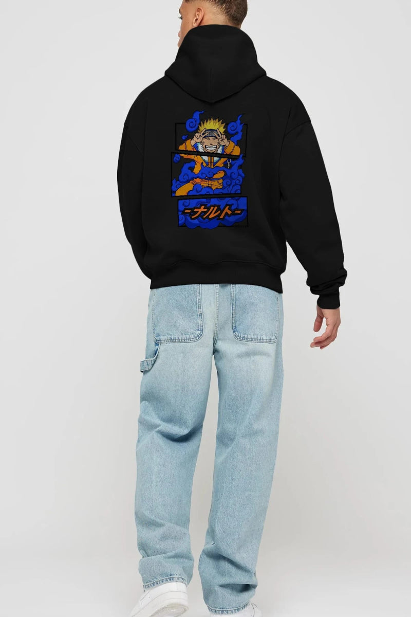 naruto uzumaki Anime Arka Baskılı Hoodie Oversize Kapüşonlu Sweatshirt Erkek Kadın Unisex - Cilexi