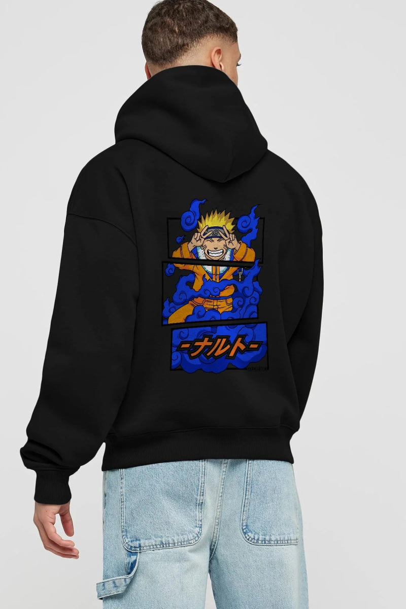 naruto uzumaki Anime Arka Baskılı Hoodie Oversize Kapüşonlu Sweatshirt Erkek Kadın Unisex - Cilexi