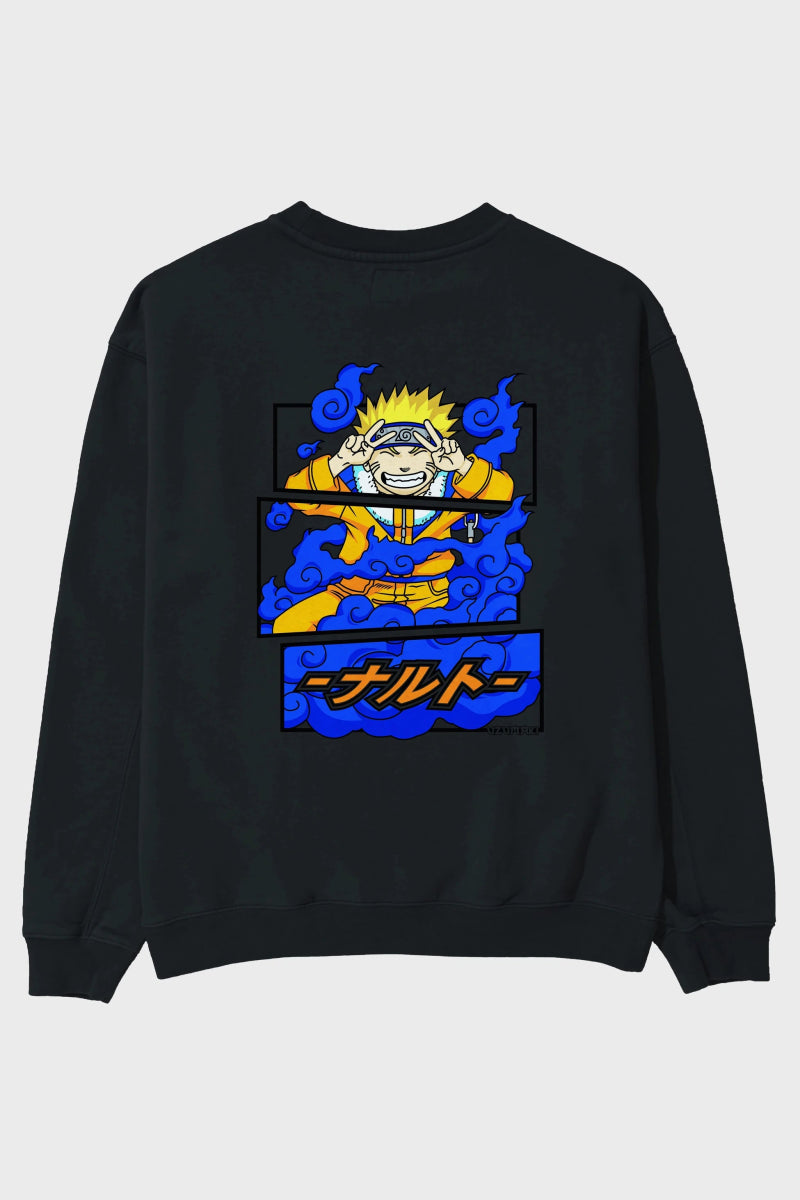 naruto uzumaki Anime Arka Baskılı Oversize Sweatshirt Erkek Kadın Unisex - Cilexi