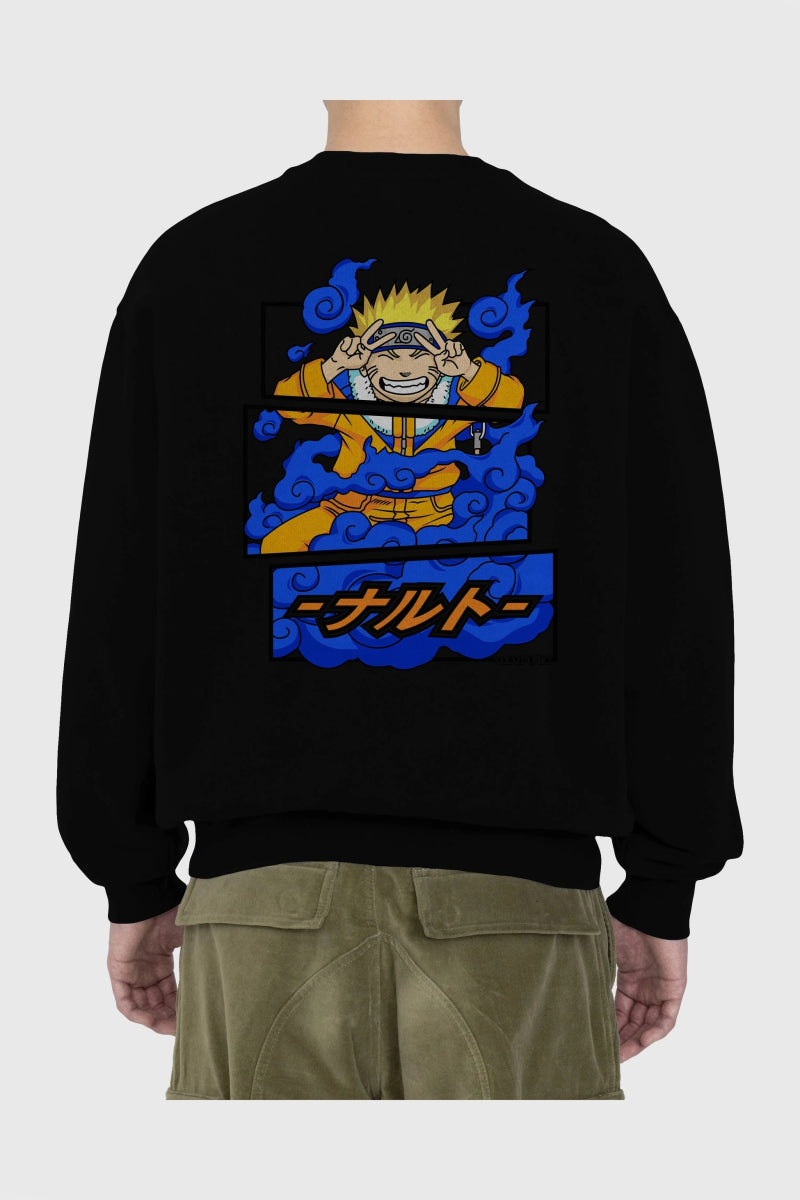 naruto uzumaki Anime Arka Baskılı Oversize Sweatshirt Erkek Kadın Unisex - Cilexi
