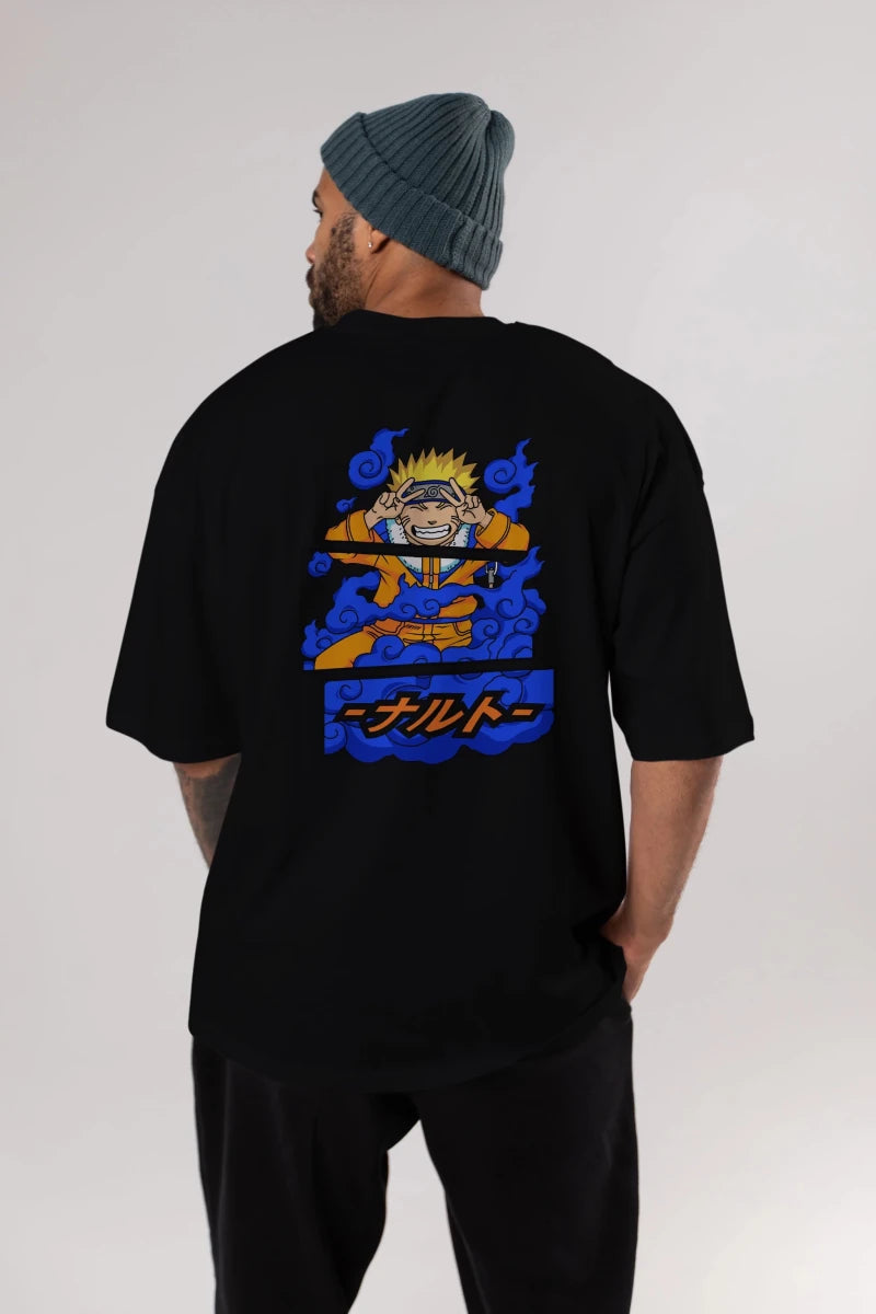 naruto uzumaki Anime Arka Baskılı Oversize t-shirt Erkek Kadın Unisex - Cilexi