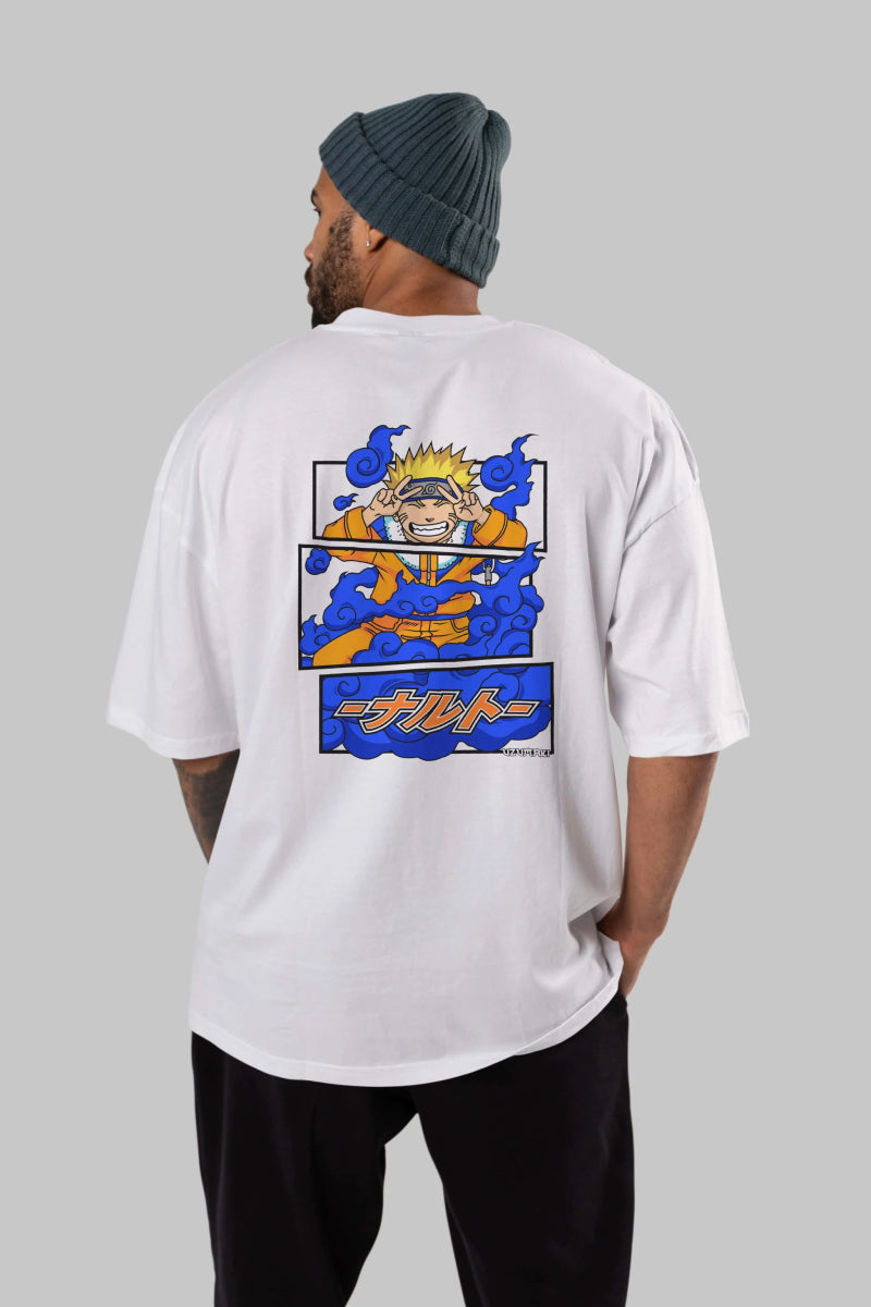 naruto uzumaki Anime Arka Baskılı Oversize t-shirt Erkek Kadın Unisex - Cilexi