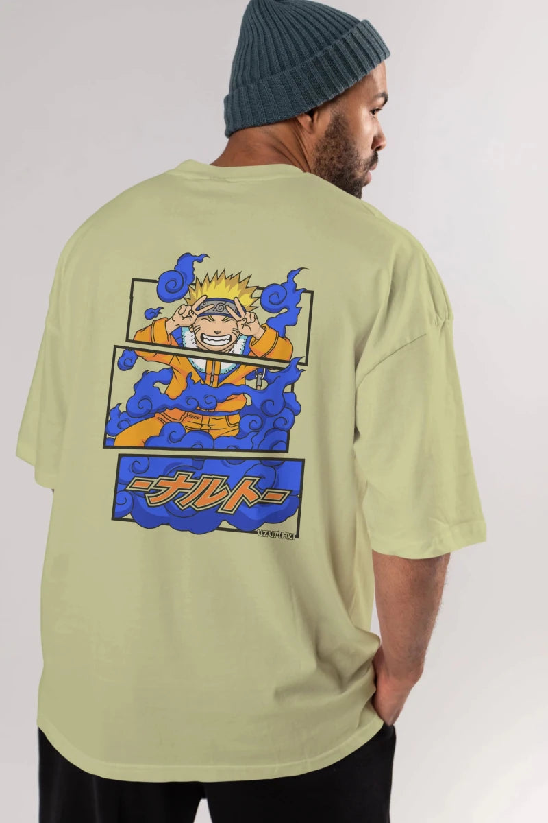 naruto uzumaki Anime Arka Baskılı Oversize t-shirt Erkek Kadın Unisex - Cilexi