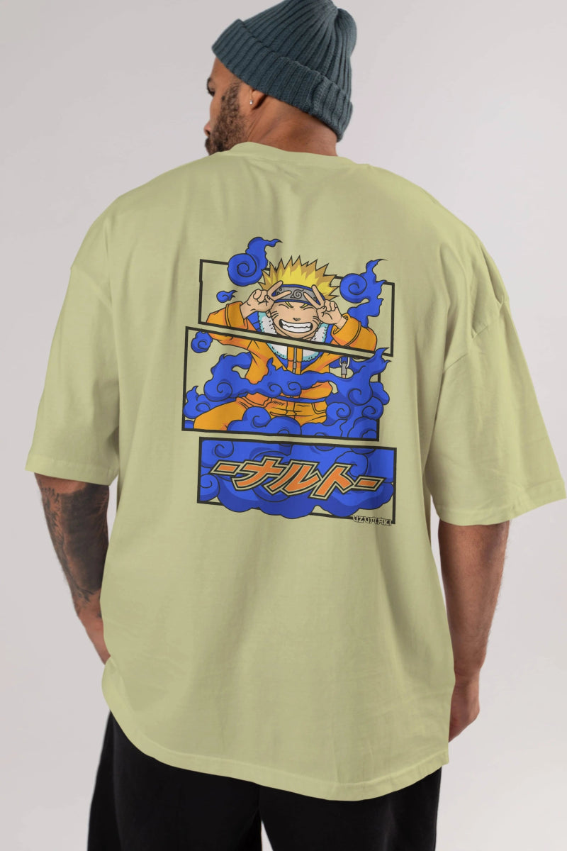 naruto uzumaki Anime Arka Baskılı Oversize t-shirt Erkek Kadın Unisex - Cilexi