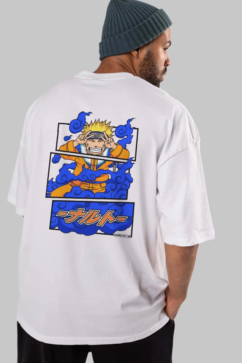 naruto uzumaki Anime Arka Baskılı Oversize t-shirt Erkek Kadın Unisex - Cilexi