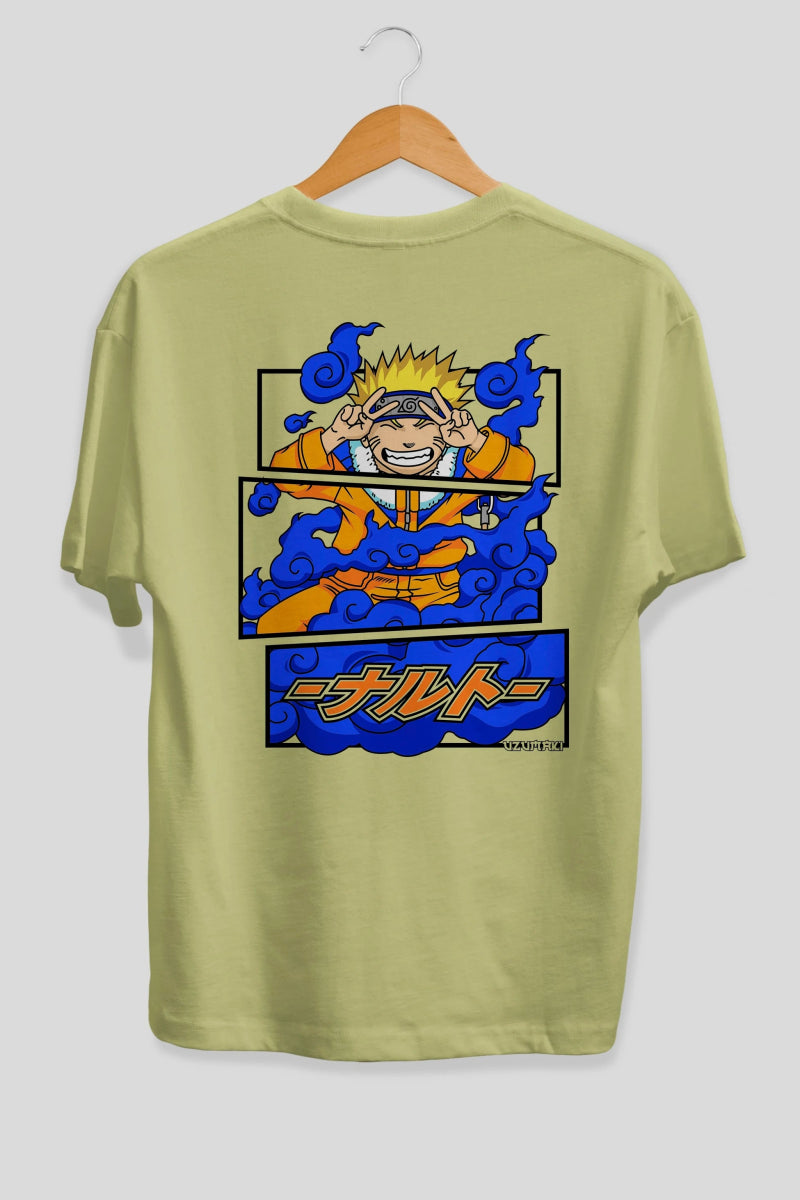 naruto uzumaki Anime Arka Baskılı Oversize t-shirt Erkek Kadın Unisex - Cilexi