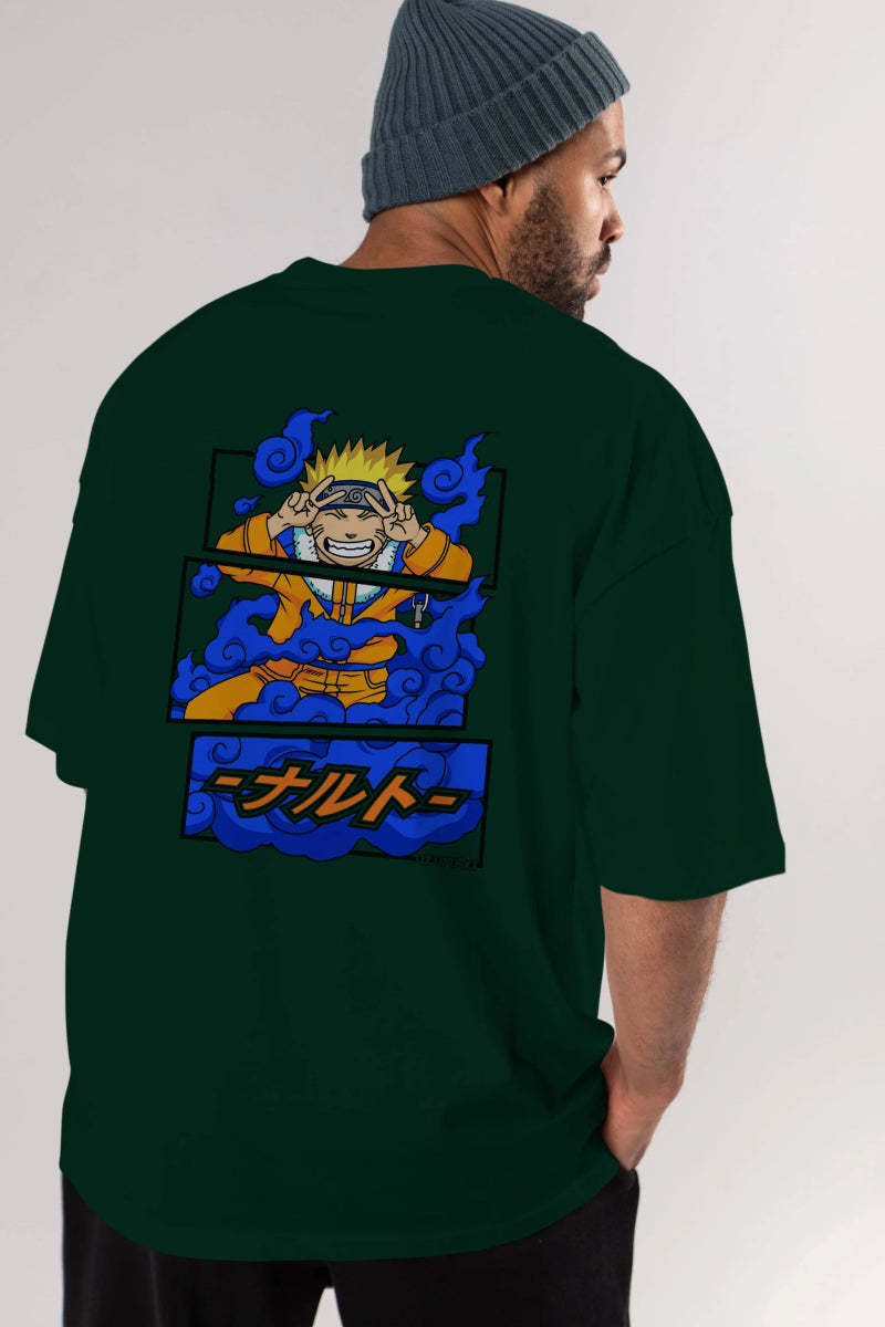 naruto uzumaki Anime Arka Baskılı Oversize t-shirt Erkek Kadın Unisex - Cilexi