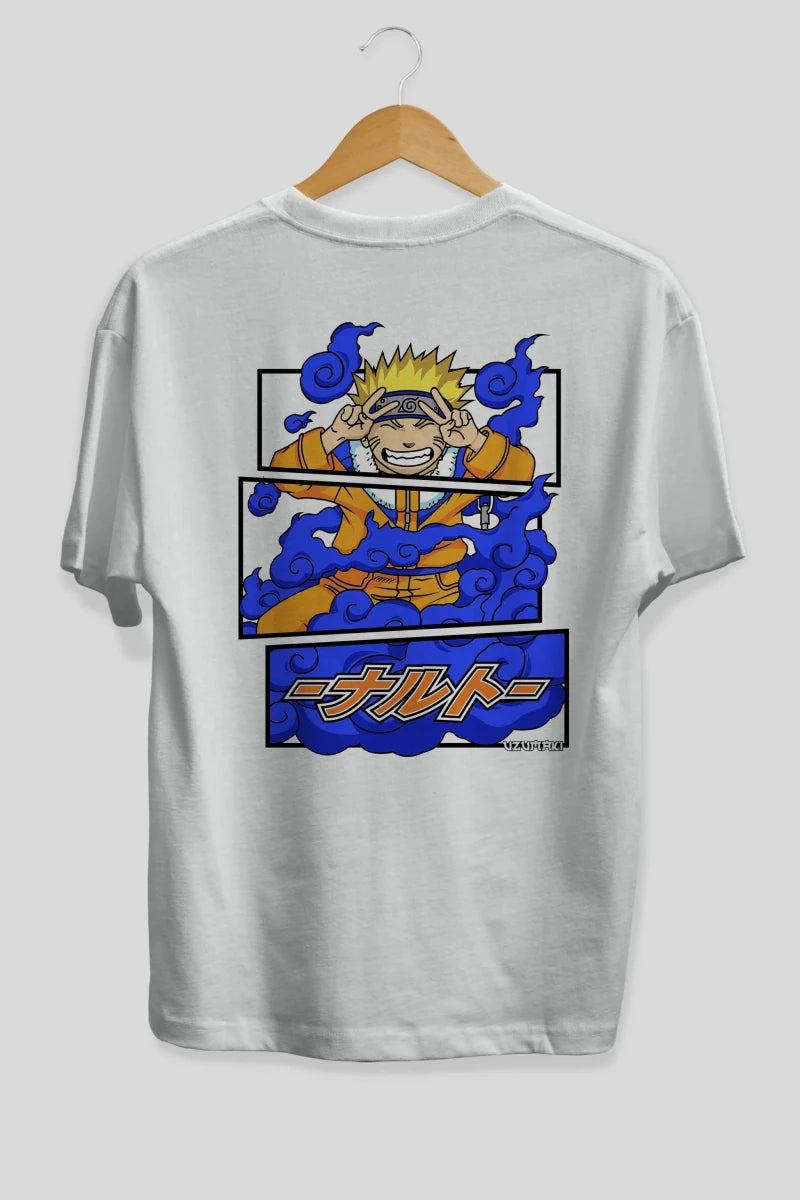 naruto uzumaki Anime Arka Baskılı Oversize t-shirt Erkek Kadın Unisex - Cilexi