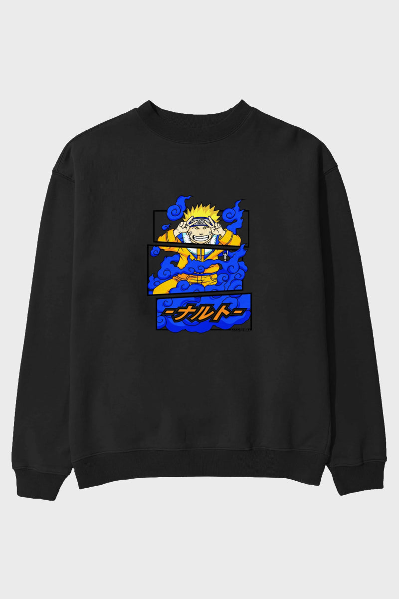 naruto uzumaki Anime Ön Baskılı Oversize Sweatshirt Erkek Kadın Unisex - Cilexi